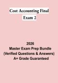 Cost Accounting Final Exam 2 Questions & Verified Answers PDF &vert; Complete Cost Accounting Study Guide 2026
