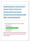Nevada Wastewater Treatment Plant Operator Grade I Practice Exam Questions and Correct Answers &lpar;Verified Answers&rpar; Plus Rationales 2026 Q&A
