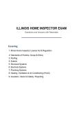 ILLINOIS HOME INSPECTOR EXAM&NewLine;Questions and Answers with Rationales