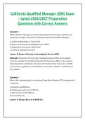 California Qualified Manager &lpar;QM&rpar; Exam &ndash; Latest 2026&sol;2027 Preparation Questions with Correct Answers