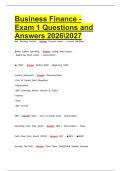 Business Finance - Exam 1 Questions and Answers 20262027