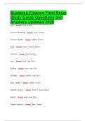 Business Finance Final Exam Study Guide Questions and Answers Updated 2026