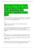 Business Finance&colon; Final Exam Study Guide &lpar;Ch1-Ch8&rpar; Questions and Answers Updated 2026 - 2027