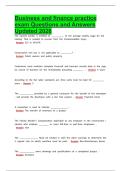 Business and finance practice exam Questions and Answers Updated 2026