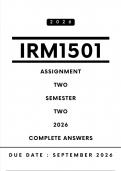 IRM1501 Assignment 2 Answers - Semester 2 &comma; 2026 &vert; Due Date September 2026