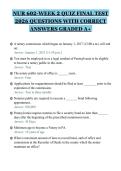 NUR 602-WEEK 2 QUIZ FINAL TEST&NewLine;2026 QUESTIONS WITH CORRECT&NewLine;ANSWERS GRADED A&plus;