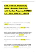 BSN 246 HESI Exam Study &NewLine;Guide &ndash; Practice Questions &NewLine;with Verified Answers&period; GRADED &NewLine;A&plus;&period; Latest 2026&sol;2027 Update 