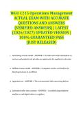 WGU C215 Operations Management ACTUAL EXAM WITH ACCURATE QUESTIONS AND ANSWERS &lpar;VERIFIED ANSWERS&rpar; &vert; LATEST &lpar;2026&sol;2027&rpar; UPDATED VERSION &vert; 100&percnt; GUARANTEED PASS &lbrace;JUST RELEASED&rcub;