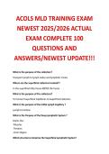ACOLS MLD TRAINING EXAM NEWEST 2025&sol;2026 ACTUAL EXAM COMPLETE 100 QUESTIONS AND ANSWERS&sol;NEWEST UPDATE&excl;&excl;&excl; 