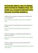 PSYCHIATRIC MENTAL HEALTH NURSING&NewLine;NINTH EDITION BY VIDEBECK FINAL TEST&NewLine;PAPER 2026 ACCURATE QUESTIONS WITH&NewLine;DETAILED SOLUTIONS GRADED A&plus;