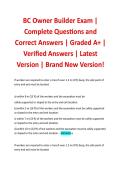 BC Owner Builder Exam &vert; Complete Questions and Correct Answers &vert; Graded A&plus; &vert; Verified Answers &vert; Latest Version &vert; Brand New Version&excl;