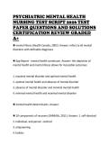 PSYCHIATRIC MENTAL HEALTH&NewLine;NURSING TEST SCRIPT 2026 TEST&NewLine;PAPER QUESTIONS AND SOLUTIONS&NewLine;CERTIFICATION REVIEW GRADED&NewLine;A&plus;&NewLine;