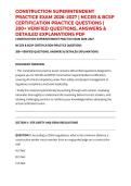 CONSTRUCTION SUPERINTENDENT PRACTICE EXAM 2026&ndash;2027 &vert; NCCER & BCSP CERTIFICATION PRACTICE QUESTIONS &vert; 200&plus; VERIFIED QUESTIONS&comma; ANSWERS & DETAILED EXPLANATIONS PDF