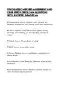 PSYCHIATRIC NURSING ASSESSMENT AND&NewLine;CARE STUDY GUIDE 2026 QUESTIONS&NewLine;WITH ANSWERS GRADED A&plus;