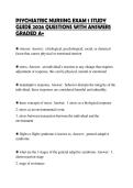 PSYCHIATRIC NURSING EXAM 1 STUDY&NewLine;GUIDE 2026 QUESTIONS WITH ANSWERS&NewLine;GRADED A&plus;
