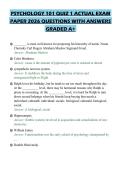 PSYCHOLOGY 101 QUIZ 1 ACTUAL EXAM&NewLine;PAPER 2026 QUESTIONS WITH ANSWERS&NewLine;GRADED A&plus;