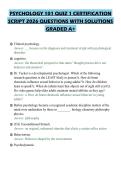 PSYCHOLOGY 101 QUIZ 1 CERTIFICATION&NewLine;SCRIPT 2026 QUESTIONS WITH SOLUTIONS&NewLine;GRADED A&plus;