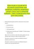 PEDS EXAM &num;3 EXAM WITH ACCURATE QUESTIONS AND ANSWERS &lpar;VERIFIED ANSWERS&rpar; &vert; LATEST &lpar;2026&sol;2027&rpar; UPDATED VERSION &vert; 100&percnt; GUARANTEED PASS &lbrace;JUST RELEASED&rcub;