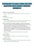 PSYCHOLOGY 101 QUIZ 1 FINAL TEST 2026&NewLine;QUESTIONS WITH CORRECT ANSWERS&NewLine;GRADED A&plus;