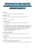 PSYCHOLOGY 101 QUIZ 1 PRACTICE&NewLine;EXAMINATION 2026 QUESTIONS WITH&NewLine;ANSWERS GRADED A&plus;