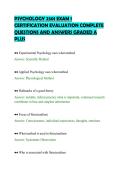 PSYCHOLOGY 2301 EXAM 1&NewLine;CERTIFICATION EVALUATION COMPLETE&NewLine;QUESTIONS AND ANSWERS GRADED A&NewLine;PLUS