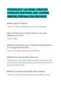 PSYCHOLOGY 2301 EXAM 1 UPDATED&NewLine;COMPLETE QUESTIONS AND ANSWERS&NewLine;VERIFIED PREPARATION RESOURCE