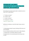 PSYCHOLOGY 2301 EXAM 2&NewLine;COMPREHENSIVE TEST BANK PRACTICE&NewLine;QUESTIONS AND RATIONALES