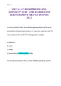 VIRTUAL ATI FUNDAMENTALS PREASSESSMENT QUIZ &vert; WELL REVISED EXAM QUESTIONS WITH VERIFIED ANSWERS&NewLine;2026&NewLine;&NewLine;