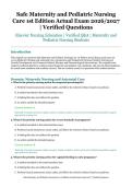 Safe Maternity and Pediatric Nursing Care 1st Edition Actual Exam &ndash; Elsevier Nursing Education &ndash; 2026&sol;2027 Academic Year &ndash; Verified Questions and Answers for Maternity and Pediatric Nursing Students