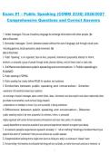 Public Speaking &lpar;COMM 2338&rpar; Exam &num;1 2026&sol;2027 &ndash; Comprehensive Questions and Correct Answers Study Guide
