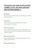 PSYCHOLOGY AND YOUR LIFE WITH P&period;O&period;W&period;E&period;R&period;&NewLine;LEARNING ACTUAL TEST PAPER QUESTIONS&NewLine;AND SOLUTIONS GRADED A&plus;