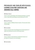 PSYCHOLOGY AND YOUR LIFE WITH P&period;O&period;W&period;E&period;R&period;&NewLine;LEARNING EXAM PREP QUESTIONS AND&NewLine;ANSWERS FULLY VERIFIED