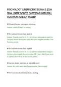 PSYCHOLOGY JURISPRUDENCE EXAM 2 2026&NewLine;FINAL PAPER SOLVED QUESTIONS WITH FULL&NewLine;SOLUTION ALREADY PASSED