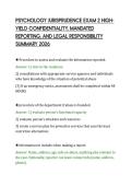 PSYCHOLOGY JURISPRUDENCE EXAM 2 HIGHYIELD CONFIDENTIALITY&comma; MANDATED&NewLine;REPORTING&comma; AND LEGAL RESPONSIBILITY&NewLine;SUMMARY 2026