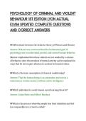 PSYCHOLOGY OF CRIMINAL AND VIOLENT&NewLine;BEHAVIOUR 1ST EDITION LYON ACTUAL&NewLine;EXAM UPDATED COMPLETE QUESTIONS&NewLine;AND CORRECT ANSWERS&NewLine;