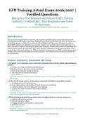 EFD Training Actual Exam &ndash; Emergency First Response and Disaster &lpar;EFD&rpar; Training Authority &ndash; 2026&sol;2027 Academic Year &ndash; Verified Questions and Answers for First Responders and Safety Professionals