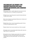 PSYCHOLOGY OF WOMEN 7TH&NewLine;EDITION PRACTICE SET 2026&NewLine;TESTED QUESTIONS AND VERIFIED&NewLine;ANSWERS