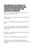 PSYCHOLOGY OF WOMEN 7TH&NewLine;EDITION QUESTION BANK 2026&NewLine;COMPLETE QUESTIONS AND&NewLine;ACCURATE ANSWERS