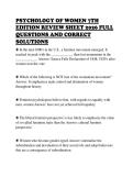 PSYCHOLOGY OF WOMEN 7TH&NewLine;EDITION REVIEW SHEET 2026 FULL&NewLine;QUESTIONS AND CORRECT&NewLine;SOLUTIONS