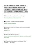 PSYCHOTHERAPY FOR THE ADVANCED&NewLine;PRACTICE PSYCHIATRIC NURSE 2026&NewLine;CERTIFICATION EVALUATION TEST PAPER&NewLine;QUESTIONS SOLUTIONS GRADED A PLUS