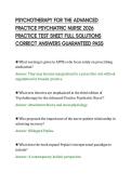 PSYCHOTHERAPY FOR THE ADVANCED&NewLine;PRACTICE PSYCHIATRIC NURSE 2026&NewLine;PRACTICE TEST SHEET FULL SOLUTIONS&NewLine;CORRECT ANSWERS GUARANTEED PASS