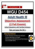 D454 Objective Assessment &ndash; WGU Adult Health III OA &ndash; &lpar;2026&rpar; Actual Questions with OA Study Guide & Exam Hints &lpar;Guarantee Pass&rpar;
