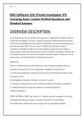 BSIS California &lpar;CA&rpar; Private Investigator &lpar;PI&rpar; &NewLine;Licensing Exam &vert; Latest Verified Questions and &NewLine;Detailed Answers 