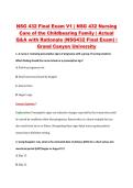NSG 432 Final Exam V1&ndash;V3 &vert; NSG 432 Nursing Care of the Childbearing Family &vert; Grand Canyon University &vert; Actual Q&A with Rationale &lpar;NSG432 Final Exam&rpar;