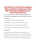 NSG 436 Exam 1 V1&ndash;V3 &vert; NSG 436 Leadership&comma; Ethics&comma; and Policy in Health Care &vert; Grand Canyon University &vert; Actual Q&A with Rationale &lpar;NSG436 Exam 1&rpar;