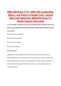 NSG 436 Exam 3 V1&ndash;V3 &vert; NSG 436 Leadership&comma; Ethics&comma; and Policy in Health Care &vert; Grand Canyon University &vert; Actual Q&A with Rationale &lpar;NSG436 Exam 3&rpar;