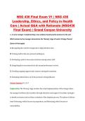 NSG 436 Final Exam V1 &vert; NSG 436 &NewLine;Leadership&comma; Ethics&comma; and Policy in Health &NewLine;Care &vert; Actual Q&A with Rationale &lpar;NSG436 &NewLine;Final Exam&rpar; &vert; Grand Canyon University 