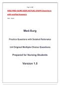 HESI MED-SURG 2026 &lpar;ACTUAL EXAM&rpar; Questions &NewLine;with verified Answers 