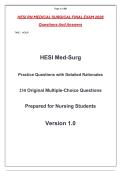 HESI RN MEDICAL SURGICAL FINAL EXAM 2026 &NewLine;Questions And Answers 