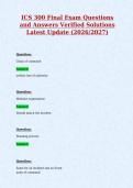 ICS 300 Final Exam Questions&NewLine;and Answers Verified Solutions&NewLine;Latest Update &lpar;2026&sol;2027&rpar;